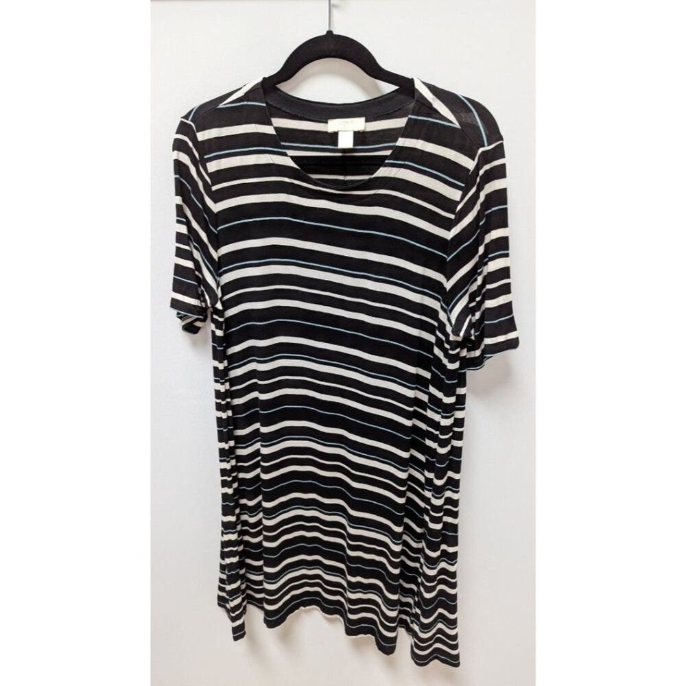 LOFT Outlet Black/White Striped Short-Sleeve Tee Dress